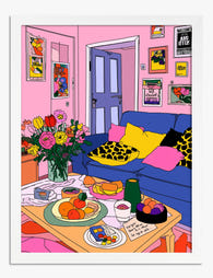 Vibrant Pop Living Room Art Print White