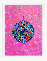 Pink Disco Ball Glow Art Print - White