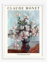 Monet Chrysanthemums Bouquet Art Print - White