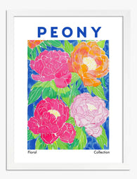 Bold Peony Blossom Art Print - White