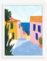 Colorful Italian Coastline Art Print White