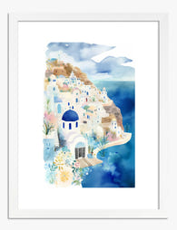 Santorini Dreamscape Art Print - White
