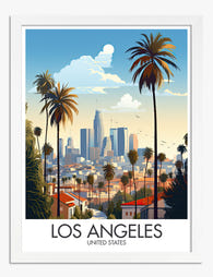 Los Angeles Skyline Glow Art Print - White