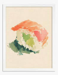 Watercolor Sushi Roll Art Print White
