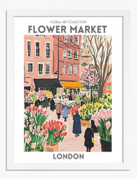 London Floral Vibe Art Print - White