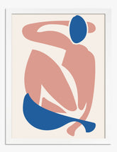 Matisse-Inspired Blue & Blush Figure Art Print - White