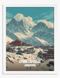 Snowy Peaks of Cerro Catedral Art Print White