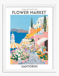 Santorini Floral Escape Art Print - White