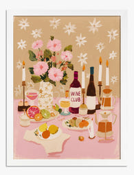 Rosy Table Gathering Art Print - White