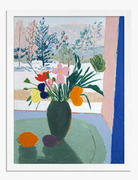 Winter Window Blooms Art Print - White