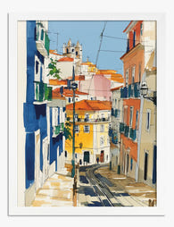 Lisbon Streetside Charm Art Print - White