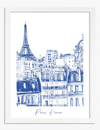 Parisian Skyline Charm Art Print - White