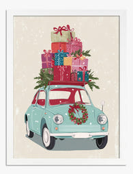 Retro Holiday Road Trip Art Print - White
