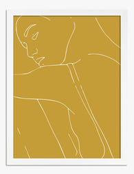 Golden Muse Line Profile Art Print - White