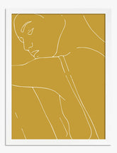 Golden Muse Line Profile Art Print - White