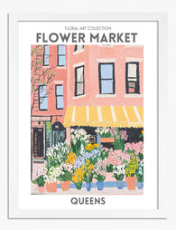 Queens Flower Market Vibes Art Print - White