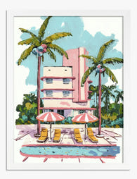 Miami Modern Retreat Art Print - White