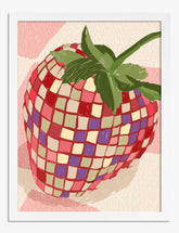 Strawberry Mosaic Delight Art Print - White