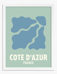 Côte d’Azur Modern Graphic Art Print - White