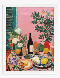 Vibrant Mediterranean Table Art Print - White