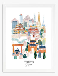 Tokyo Cityscape Charm Art Print White