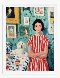 Striped Muse & Loyal Friend Art Print - White