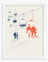 Alpine Lift Lines Art Print White