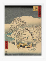 Snowy Village by Hiroshige Art Print White