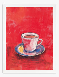 Bold Red Coffee Moment Art Print - White