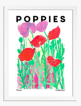 Bold Botanical Poppies Art Print - White