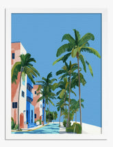 Sunlit Miami Escape Art Print - White