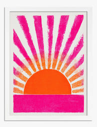Radiant Retro Sunrise Art Print - White