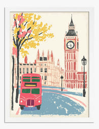 London Icons in Pastel Art Print - White