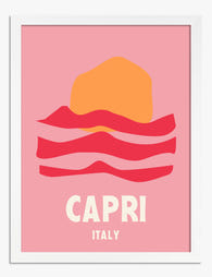 Capri Sunset Minimal Art Print - White