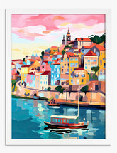Porto Hillside Escape Art Print - White