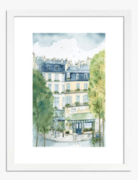 Parisian Street Scene Art Print - White