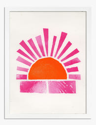 Radiant Sunrise Burst Art Print - White