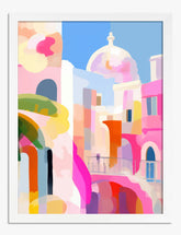Vibrant Barcelona Charm Art Print - White