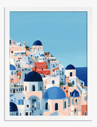 Santorini Blue Hues Art Print - White