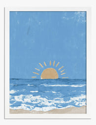 Sunlit Coastline Rise Art Print White