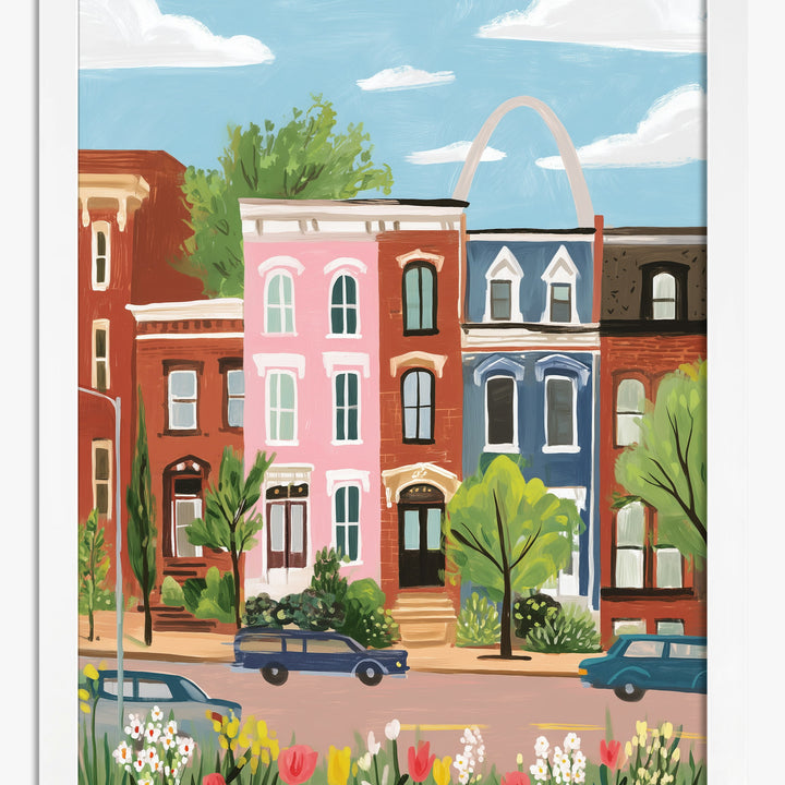 Konsttryck med radhus