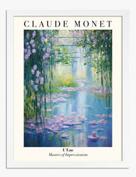 Monet Water Lilies Serenity Art Print - White