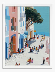 Pastel Positano Stroll Art Print - White