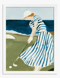 Striped Seaside Swing Art Print White