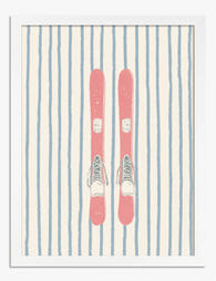 Pink Ski Escape Art Print White