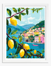 Amalfi Lemons View Art Print White Frame