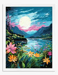Midnight Blossom Escape Art Print - White