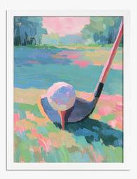 Pastel Golf Moment Art Print - White