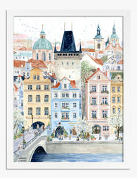 Prague Pastel Cityscape Art Print White