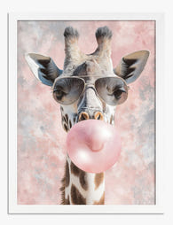 Cool Giraffe Bubble Pop Art Print White